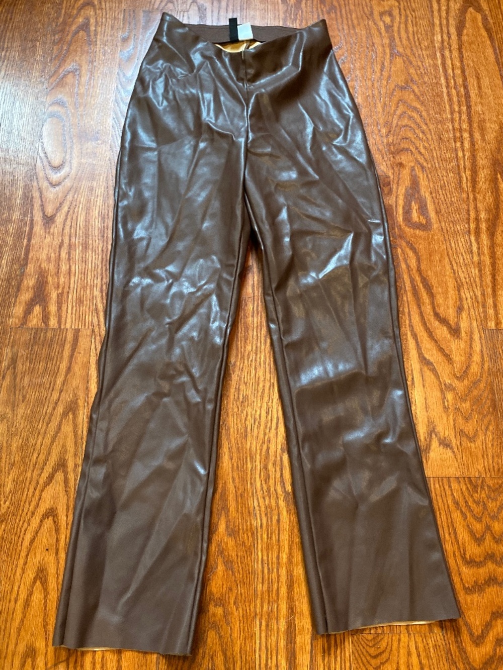 H&M DIVIDED BROWN FAUX LEATHER PANTS